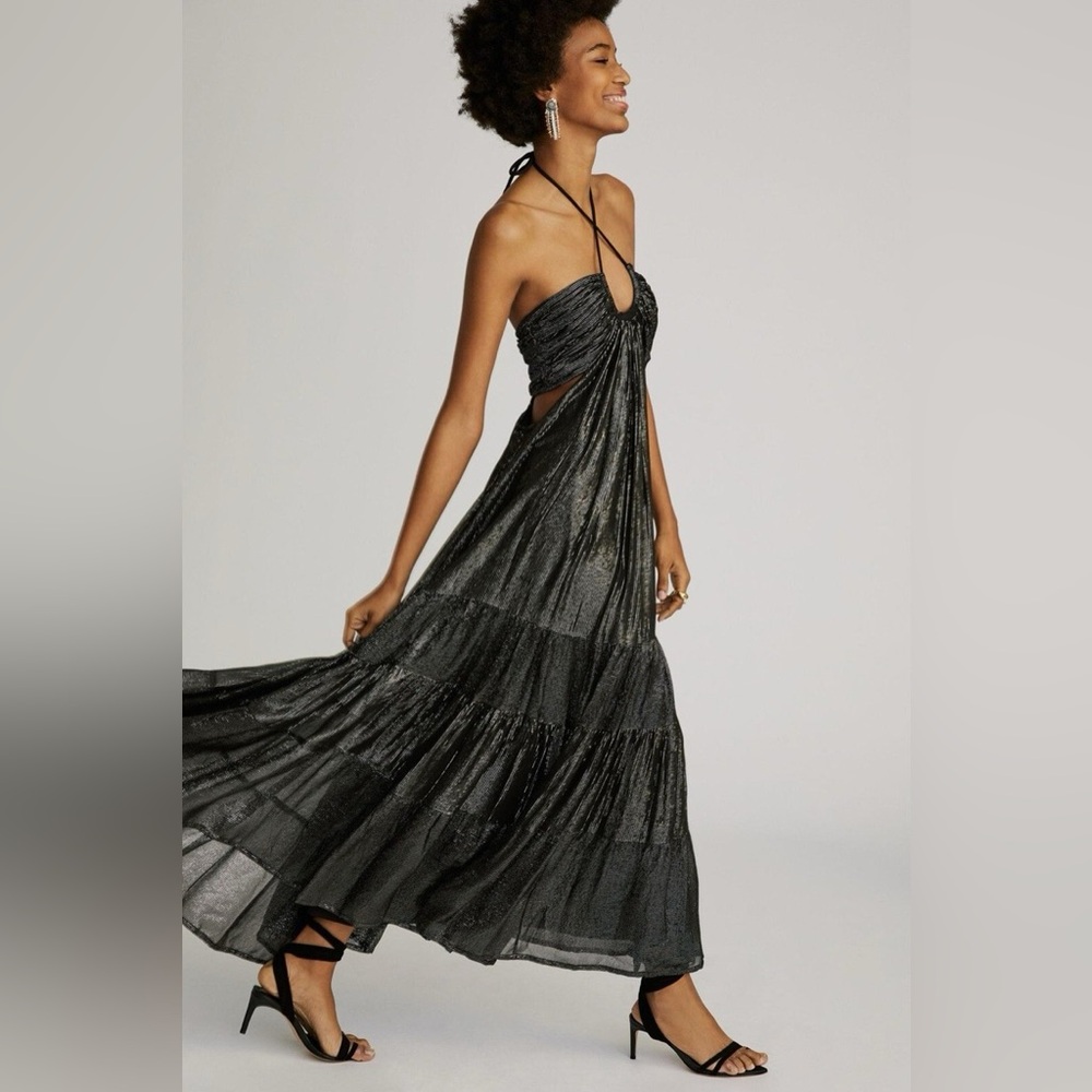 Anthropologie Shimmering Black Maxi Dress